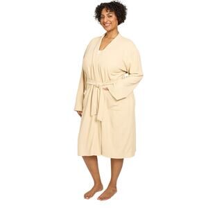Line & Dot Plus Size Full Length Waffle Knit Robe, Cream, NWT
